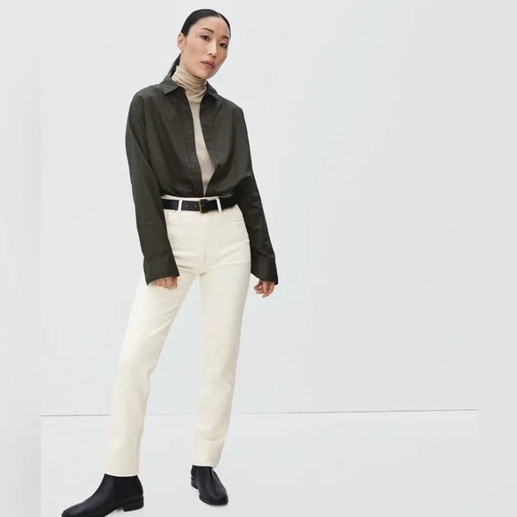 Everlane Cream Straight Leg Jeans - Picture 2 of 7